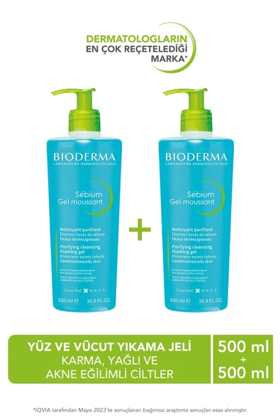 Bioderma Sebium Foaming Gel 500 ml x 2 Adet