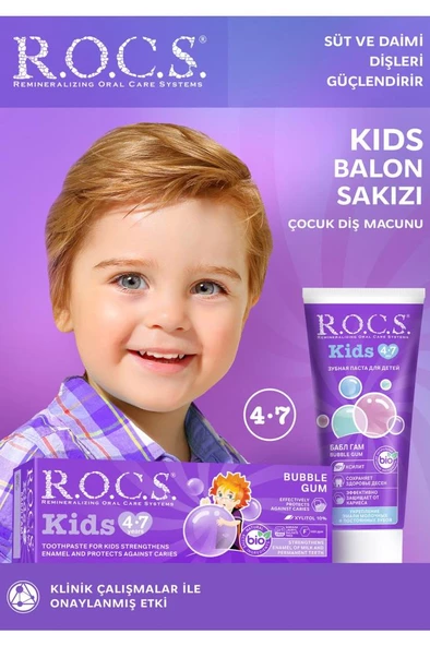 Rocs Kids 4-7 Yaş Balon Sakızı Tadında Diş Macunu 35 ML