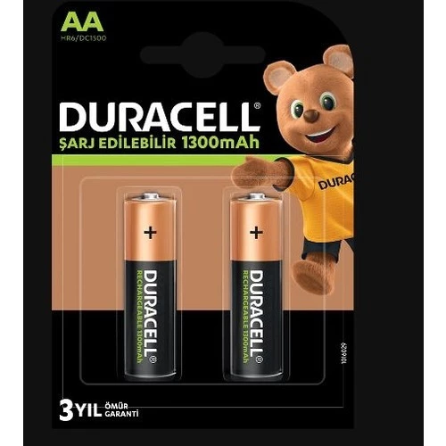 Duracell Şarj Edilebilir Basic Aa Kalem Pil 2 Adet 1300 Mah Pil