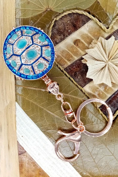 Kristal Taşlı Mavi Kaplumbağa Anahtarlık No.2 - Resim 9