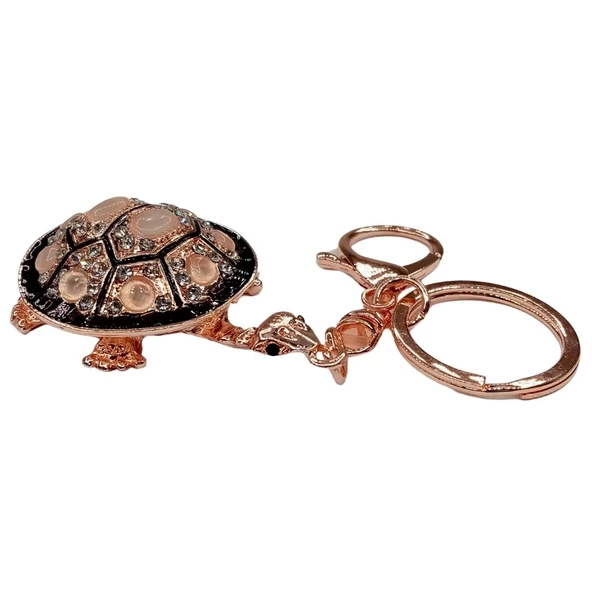Kristal Taşlı Siyah Kaplumbağa Anahtarlık No.3 - Resim 3