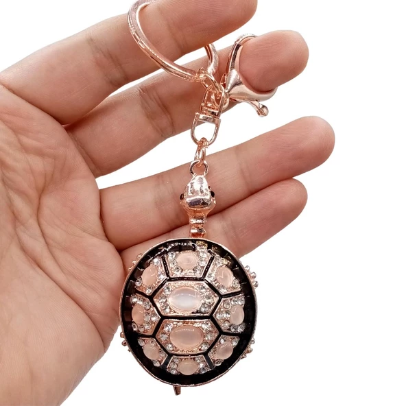 Kristal Taşlı Siyah Kaplumbağa Anahtarlık No.3 - Resim 2