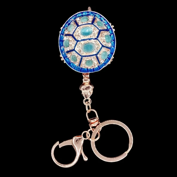 Kristal Taşlı Mavi Kaplumbağa Anahtarlık No.2 - Resim 5