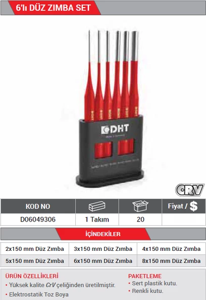 Dht 6'lı Düz Zımba Set D06049306 - 2