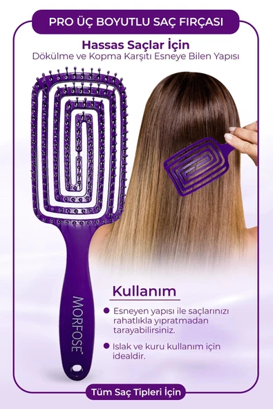 Morfose Pro Üç Boyutlu Saç Fırçası Mor - 3