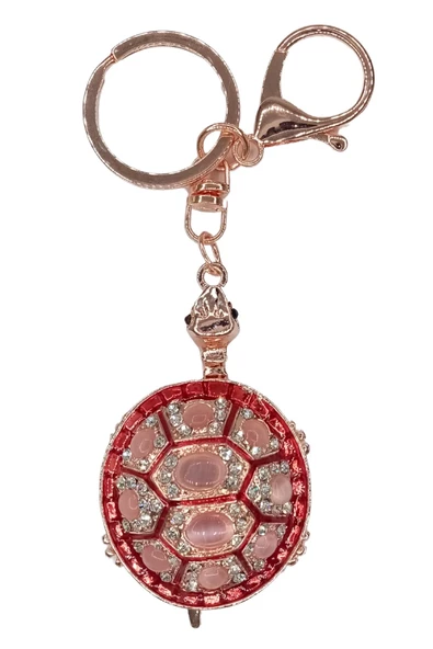 Kristal Taşlı Kırmızı Kaplumbağa Anahtarlık No.1 - 6