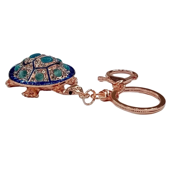 Kristal Taşlı Mavi Kaplumbağa Anahtarlık No.2 - Resim 2