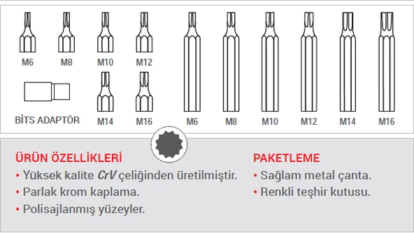 Dht 13 Parça Spline Power Bits Set - Resim 2