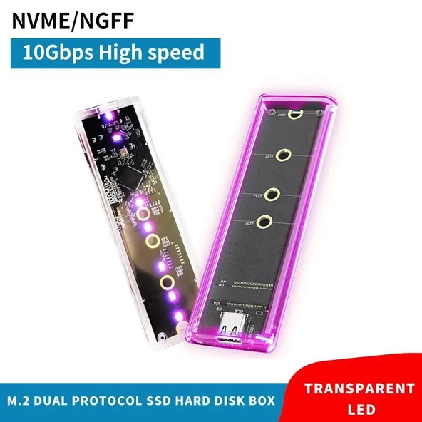 PrimeX PX-M2001 RGB M2 Sata, M2 NVMe SSD Kutusu, Type C USB3.0 NVMe SSD Kutusu ,NVMe M.2 SSD Hdd Kutusu, M2 SSD USB Çevirici (NVMe ve NGFF SSD Kutusu) - 3