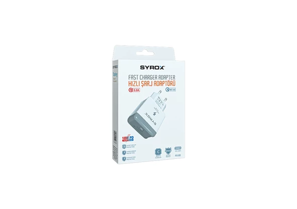 Syrox PD18B 3.0A 18W PD Şarj Cihazı - Beyaz - Resim 2