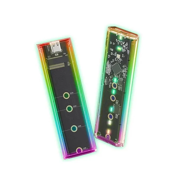 PrimeX PX-M2001 RGB M2 Sata, M2 NVMe SSD Kutusu, Type C USB3.0 NVMe SSD Kutusu ,NVMe M.2 SSD Hdd Kutusu, M2 SSD USB Çevirici (NVMe ve NGFF SSD Kutusu) - 2