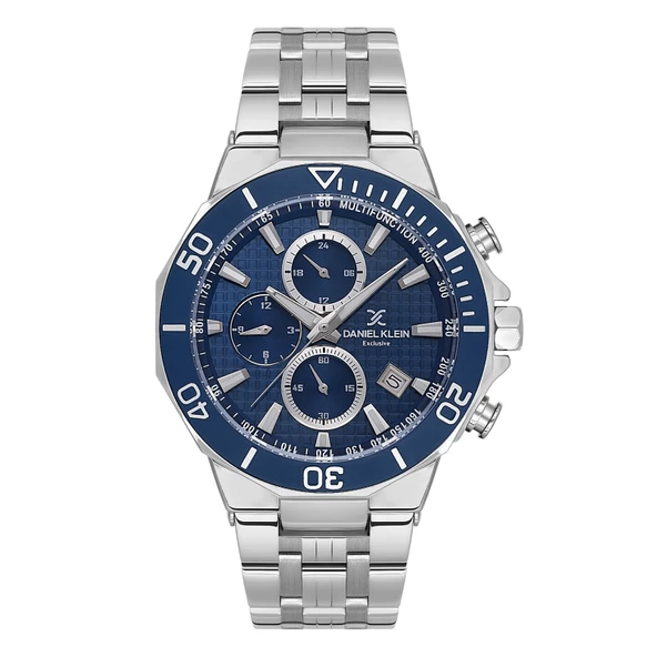 Daniel Klein DKE.1.13840.2 Lacivert Gümüş Chronograph Takvimli Çelik Kordonlu Erkek Kol Saati