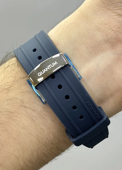 Quantum Lacivert Silikon Kordon Fonksiyonlu Erkek Kol Saati - Resim 5