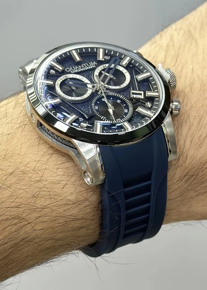 Quantum Lacivert Silikon Kordon Fonksiyonlu Erkek Kol Saati - Resim 3