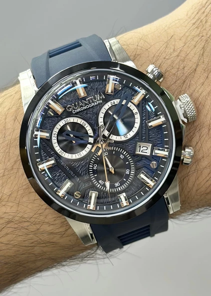 Quantum Lacivert Silikon Kordon Fonksiyonlu Erkek Kol Saati - Resim 2