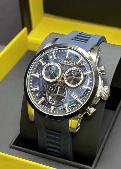 Quantum Lacivert Silikon Kordon Fonksiyonlu Erkek Kol Saati ürün görseli 1