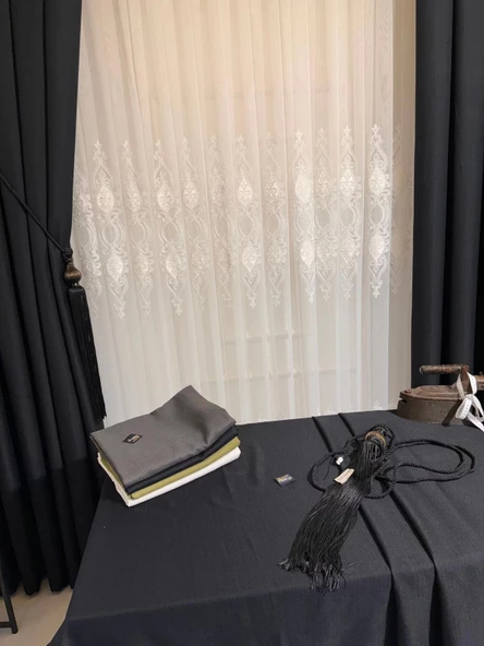 NİVEMESHOME SİYAH 140X220 KETEN MASA ÖRTÜSÜ - 3