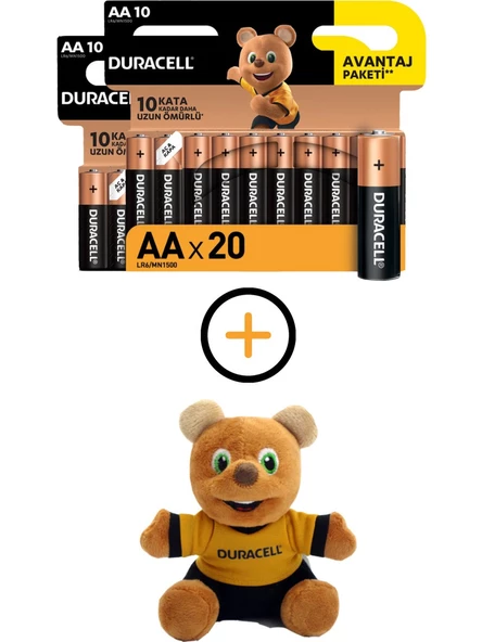 Duracell Alkalin Aa Piller ve Ayıcık 20 Adet Pil