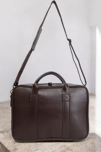 Unisex Lüx Macbook Organizer 15.6-16" İnç Kahverengi Laptop Evrak Çantası - 3