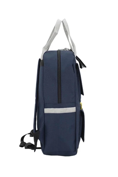 Etiket Desenli Lacivert Okul Sırt Çantası - 4