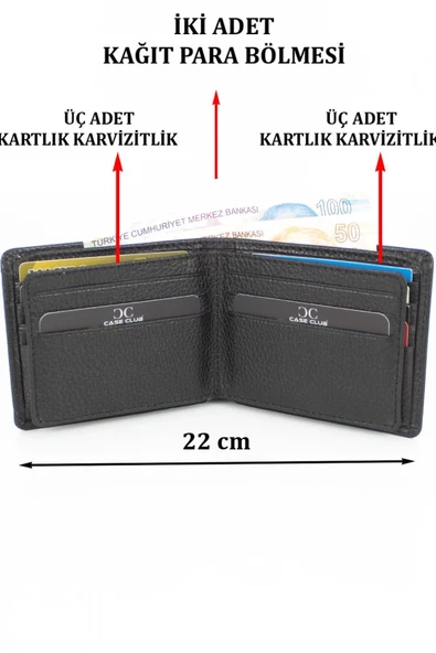 Hakiki Deri Kartlık Bölmeli Siyah Erkek Cüzdanı - 2