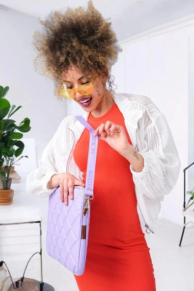 Kapitone 15-16" İnç Lila Notebook Tablet Laptop Kılıfı - 2