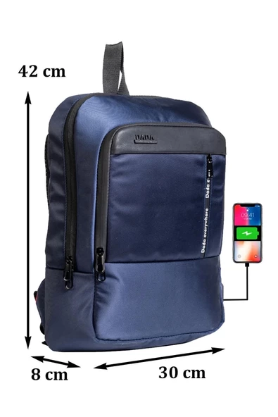 Su Geçirmez 14-15,6 inç Slim Lacivert Notebook Laptop Sırt Çantası - 2