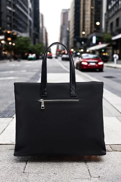 Kadın Casual Su Geçirmez 13-14 İnç Siyah Evrak Notebook Laptop Çantası - 3