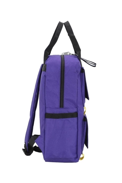Etiket Desenli Mor Okul Sırt Çantası - 4