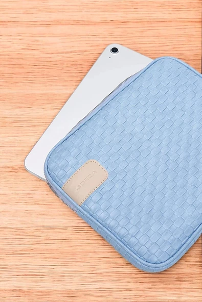 11" İnç iPad Air Pro, Matepad, Galaxy Hasır Mavi Tablet Kılıf Çantası - 4