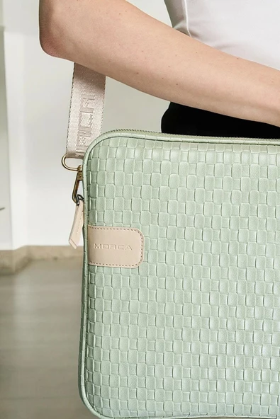 Hasır Lüx Macbook Air Pro 13.3-14" İnç Mint Laptop Kılıfı - 4