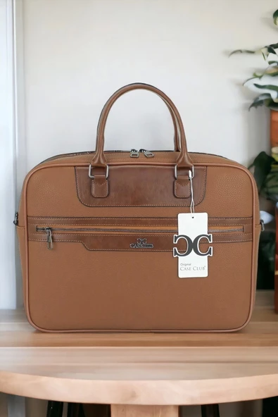 Suni Deri 15,6 inç Taba Laptop Evrak Çantası