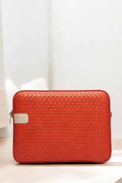 Hasır Lüx Macbook Air Pro 13.3-14" İnç Turuncu Laptop Kılıfı - 2