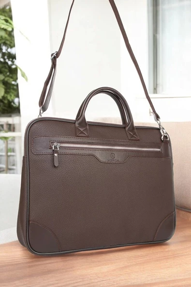 Omuz Askılı 14"-15.6" inç Ofis Kahverengi Laptop Evrak Çantası - 2