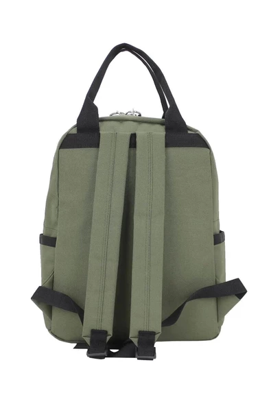 Etiket Desenli Haki Okul Sırt Çantası - 5