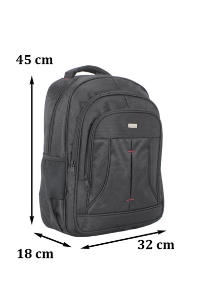 Su Geçirmez Kumaş 17,3 inç Siyah Laptop Sırt Çantası - Resim 6
