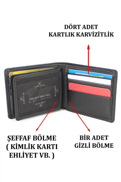 Hakiki Deri Kartlık Bölmeli Siyah Erkek Cüzdanı - 4