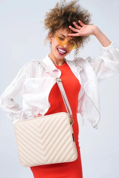 Omuz Askılı Macbook Air Pro 13.3-14" İnç Bej Notebook Laptop Kılıfı - 3