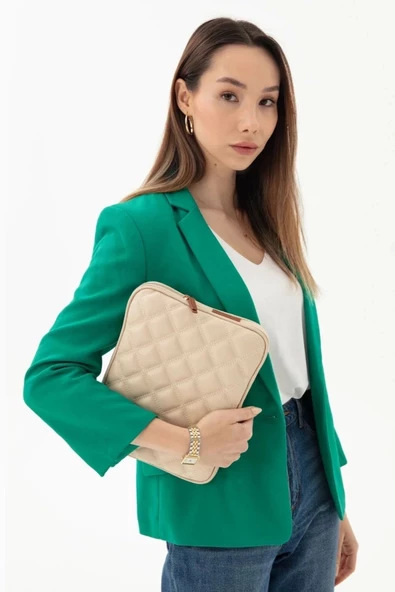 10-11" İnç Şık iPad Air Pro & Matepad & Galaxy Bej Tablet Kılıfı - 3