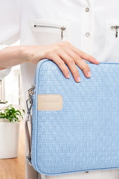 Hasır Lüx Macbook Air Pro 13.3-14" İnç Mavi Laptop Kılıfı - 4