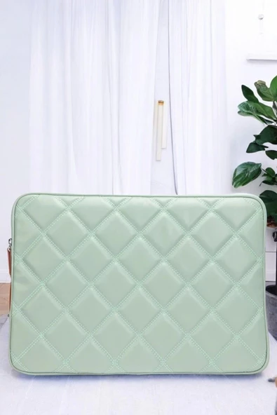 Kapitone 15-16" İnç Su Yeşili Notebook Tablet Laptop Kılıfı - 6