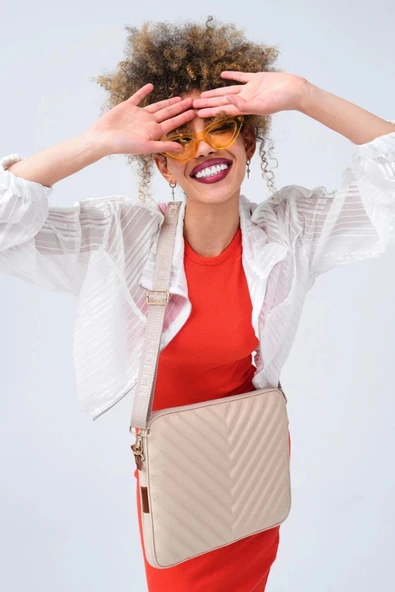 Omuz Askılı Macbook Air Pro 13.3-14" İnç Bej Notebook Laptop Kılıfı - 4