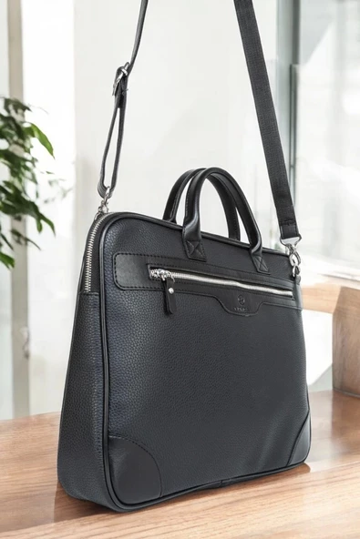 Omuz Askılı 14"-15.6" inç Ofis Siyah Laptop Evrak Çantası - 2