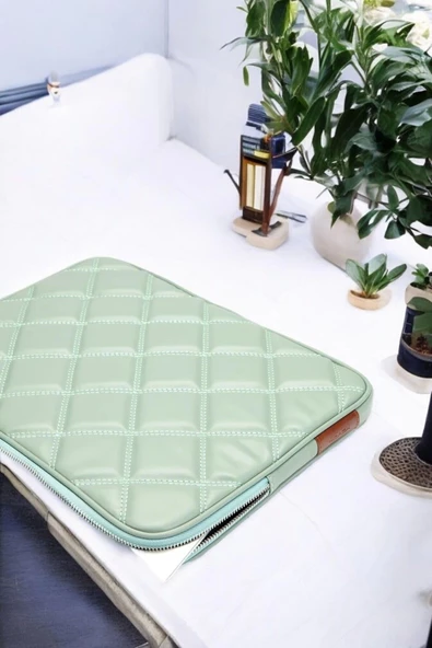 Kapitone 15-16" İnç Su Yeşili Notebook Tablet Laptop Kılıfı - 7