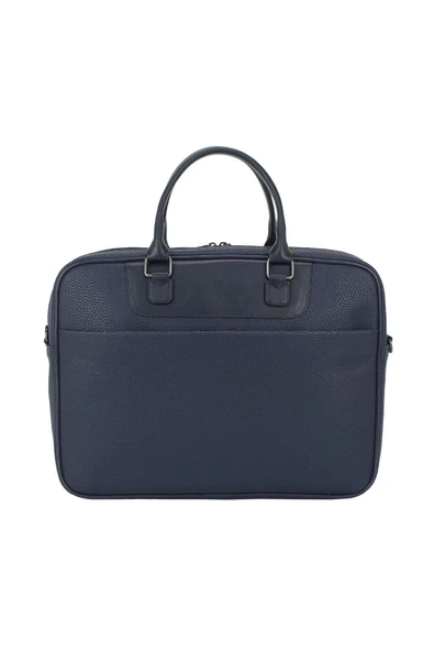 Suni Deri 15,6 inç Lacivert Laptop Evrak Çantası - 4