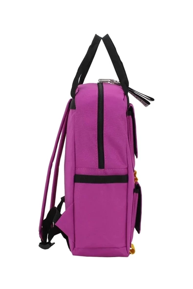 Etiket Desenli Pembe Okul Sırt Çantası - 4