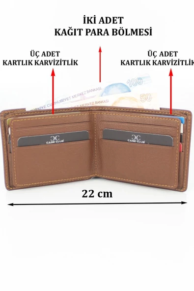 Hakiki Deri Kartlık Bölmeli Taba Erkek Cüzdanı - 2