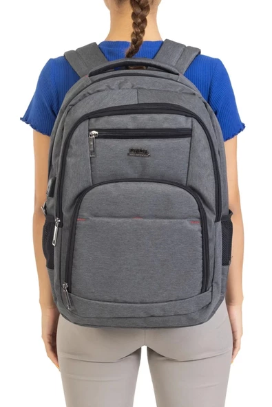 Büyük Boy Su Geçirmez 15,6 inç Antrasit Notebook Laptop Sırt Çantası - 8