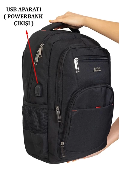 Büyük Boy Su Geçirmez 15,6 inç Siyah Notebook Laptop Sırt Çantası - 7