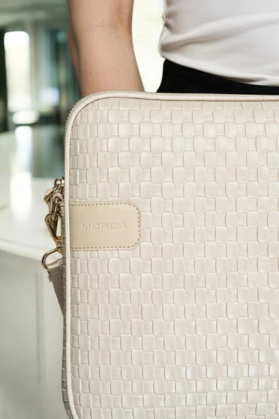 Hasır Lüx Macbook Air Pro 13.3-14" İnç Bej Laptop Kılıfı - 4